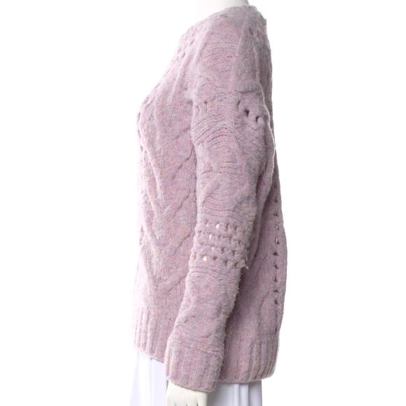 IRO Fordon Oversized Chunky Open Cableknit Lavender Wool Blend Sweater XS - Picture 7 of 11